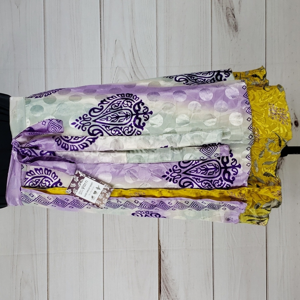 Darn Good Yarn Sari Silk Wrap Skirt Tea XL/Plus